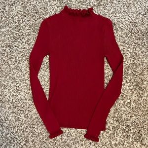 Women’s rubbles mock neck sweater - selling as set.  One black/one red